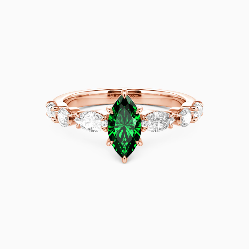 "The Effortless Love" 0.5ct Marquise Cut Side Stone Engagement Ring