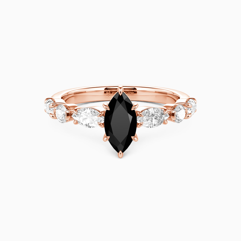 "The Effortless Love" 0.5ct Marquise Cut Side Stone Engagement Ring