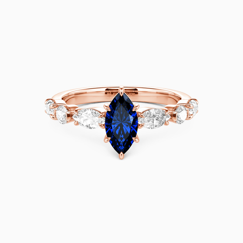 "The Effortless Love" 0.5ct Marquise Cut Side Stone Engagement Ring