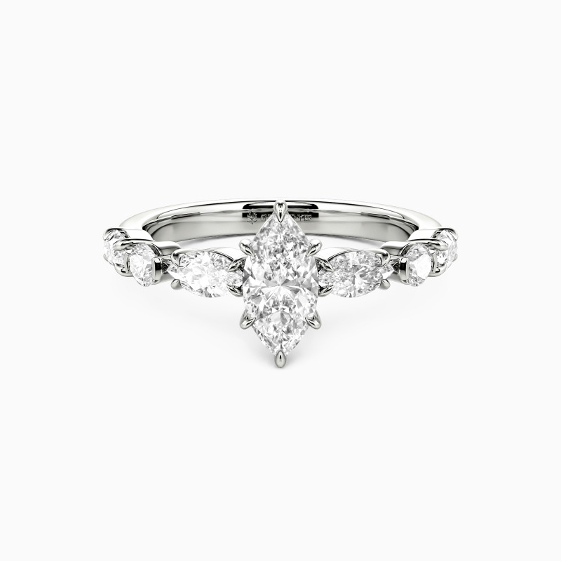"The Effortless Love" 0.5ct Marquise Cut Side Stone Engagement Ring