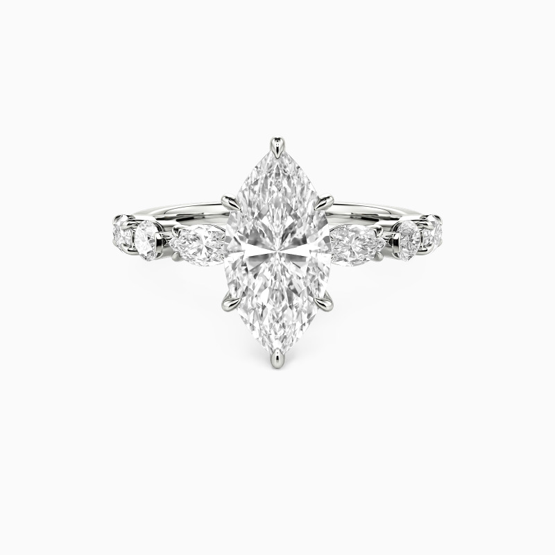"The Effortless Love" 1ct Marquise Cut Side Stone Engagement Ring