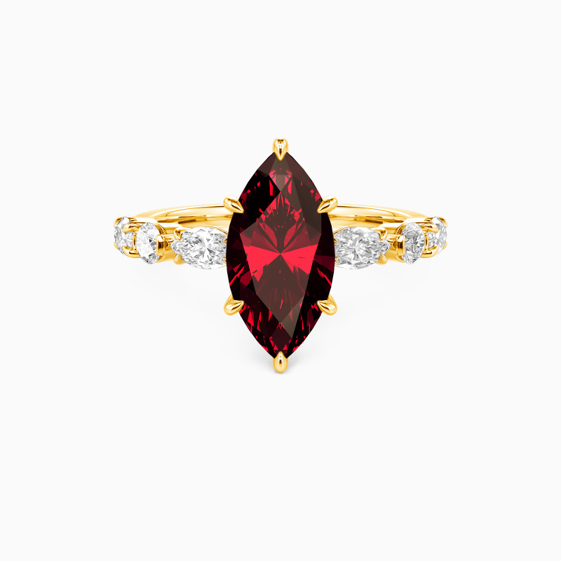 "The Effortless Love" 2ct Marquise Cut Side Stone Engagement Ring