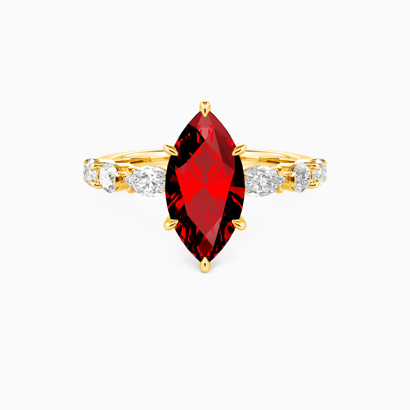 "The Effortless Love" 2ct Marquise Cut Side Stone Engagement Ring