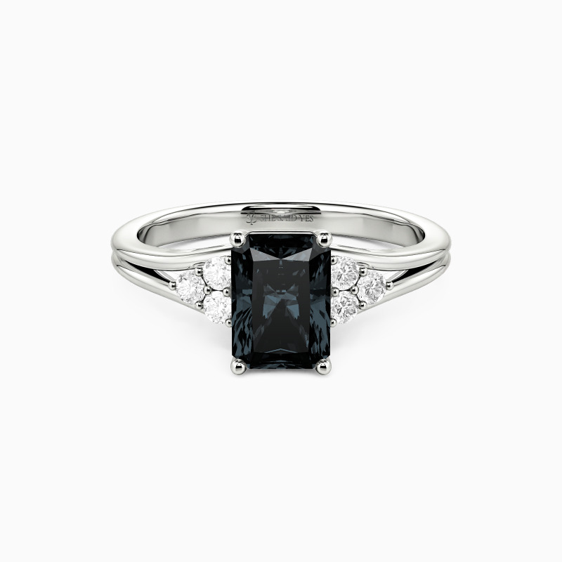 "My Greatest Statement" Radiant Cut Cluster Side Stone Engagement Ring