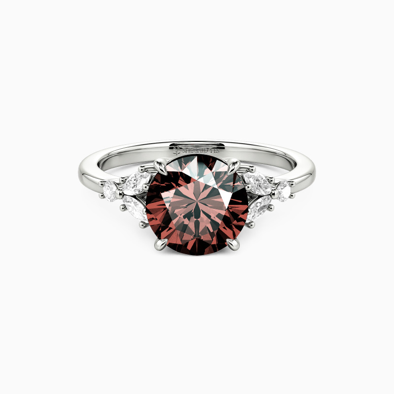 "Where Love Grows" Round Cut Cluster Side Stone Engagement Ring