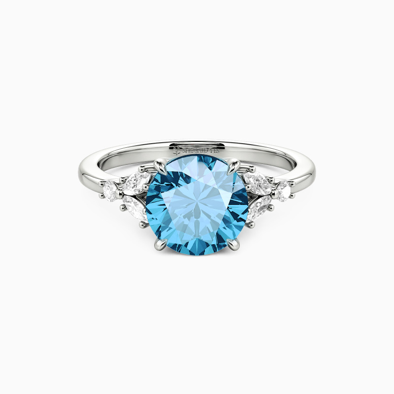 "Where Love Grows" Round Cut Cluster Side Stone Engagement Ring