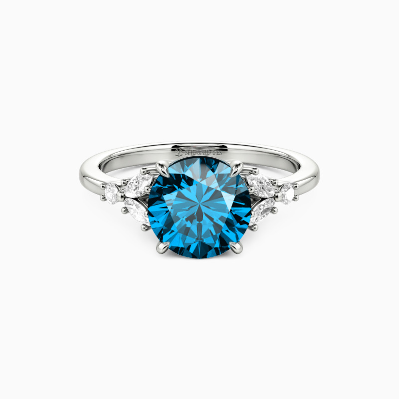 "Where Love Grows" Round Cut Cluster Side Stone Engagement Ring