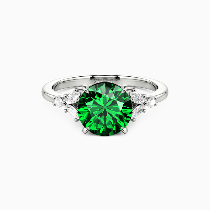 "Where Love Grows" Round Cut Cluster Side Stone Engagement Ring