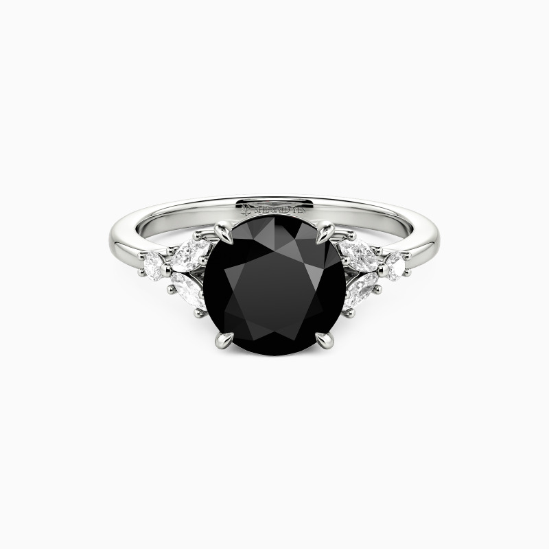 "Where Love Grows" Round Cut Cluster Side Stone Engagement Ring