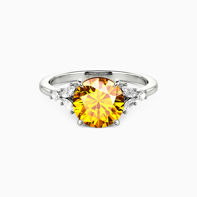 "Where Love Grows" Round Cut Cluster Side Stone Engagement Ring