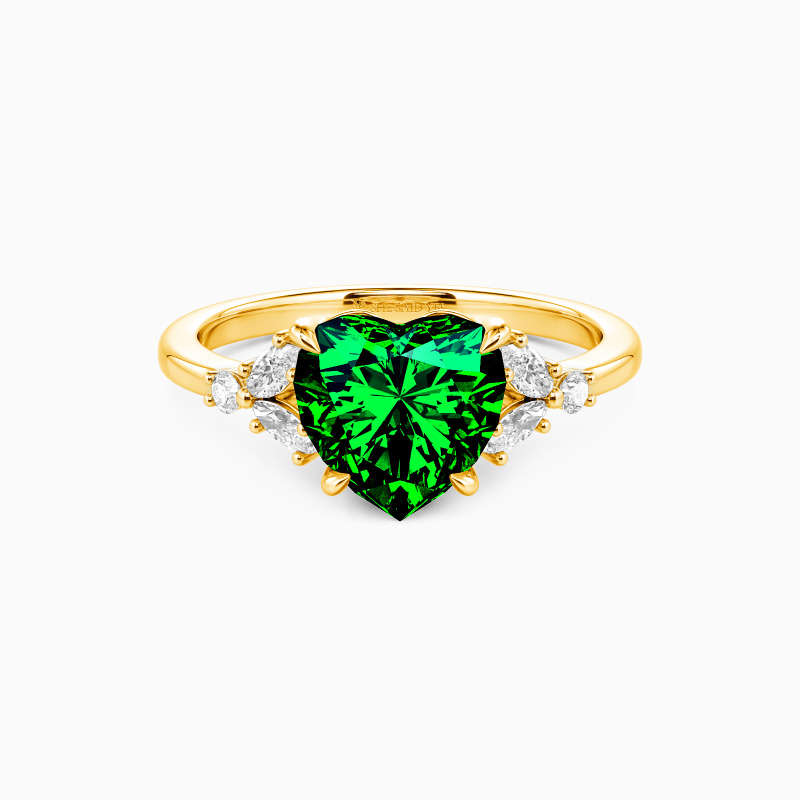 "Captured by You" Heart Cut Cluster Side Stone Engagement Ring