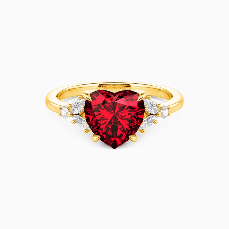 "Captured by You" Heart Cut Cluster Side Stone Engagement Ring
