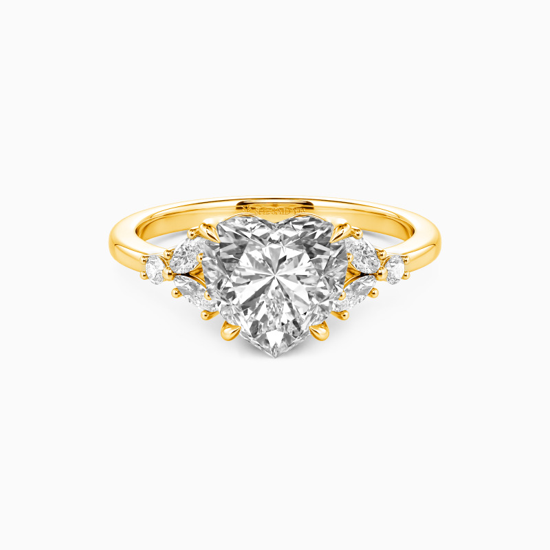 "Captured by You" Heart Cut Cluster Side Stone Engagement Ring