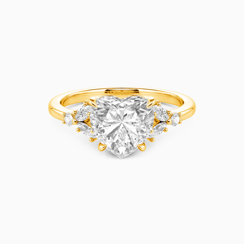 "Captured by You" Heart Cut Cluster Side Stone Engagement Ring