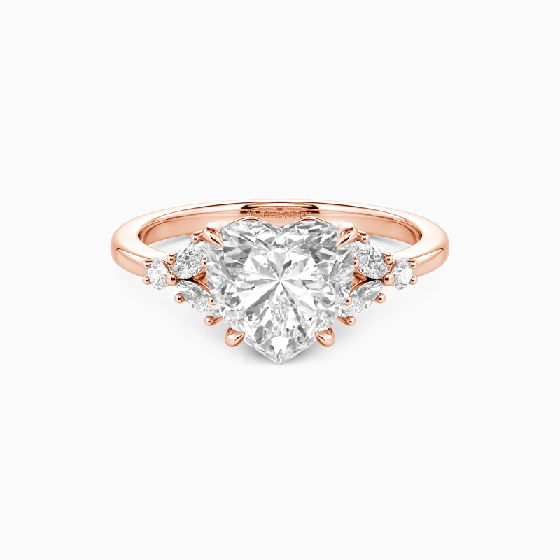 "Captured by You" Heart Cut Cluster Side Stone Engagement Ring