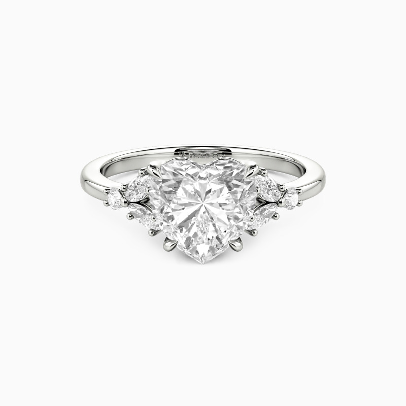"Captured by You" Heart Cut Cluster Side Stone Engagement Ring