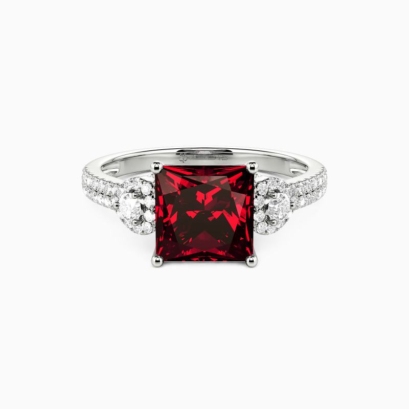 "Guardian of My Heart" Princess Cut Side Stone Engagement Ring