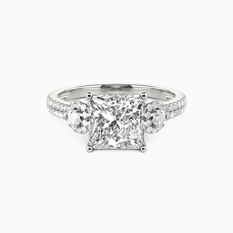 "Guardian of My Heart" Princess Cut Side Stone Engagement Ring