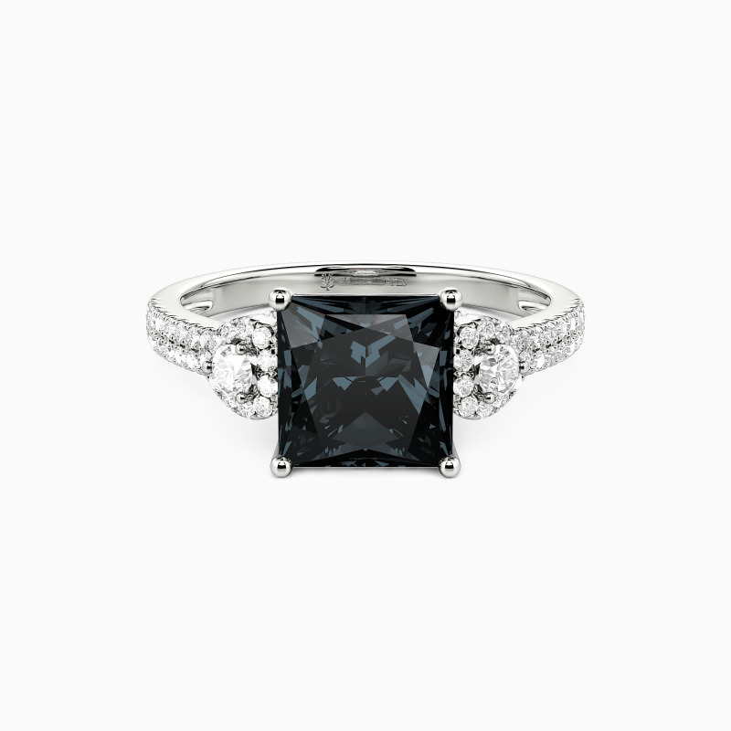 "Guardian of My Heart" Princess Cut Side Stone Engagement Ring