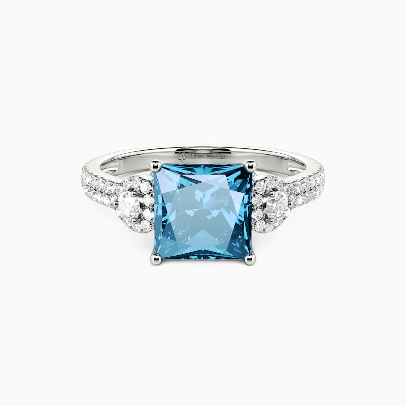 "Guardian of My Heart" Princess Cut Side Stone Engagement Ring