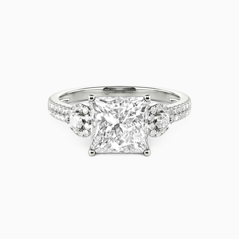 "Guardian of My Heart" Princess Cut Side Stone Engagement Ring