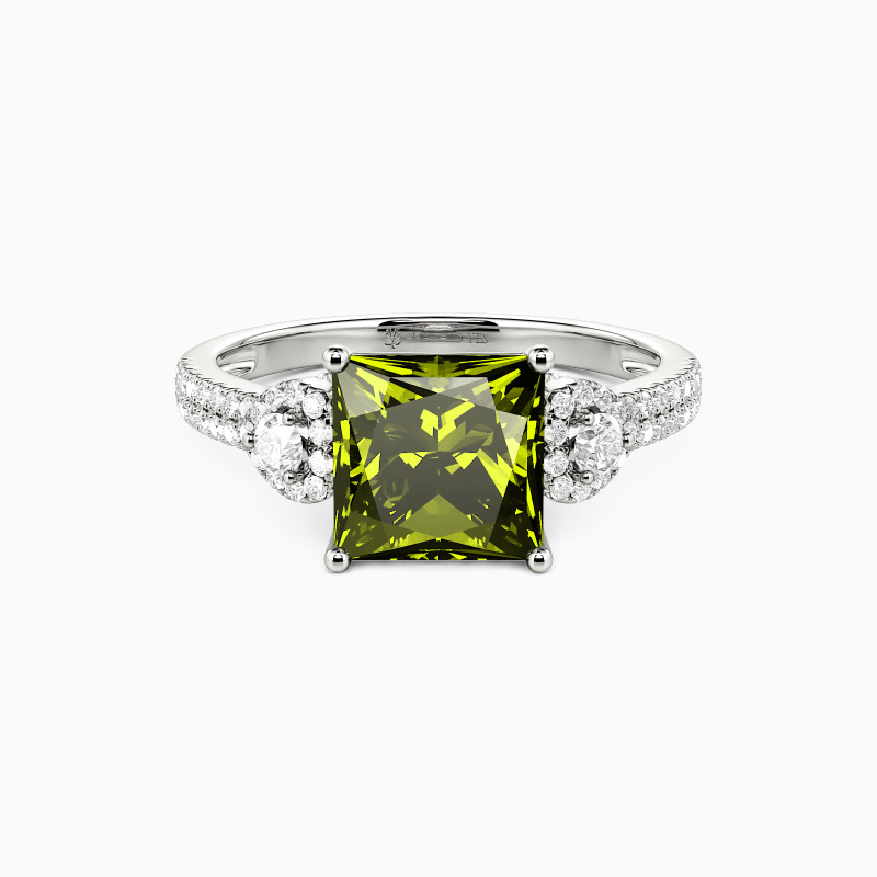 "Guardian of My Heart" Princess Cut Side Stone Engagement Ring