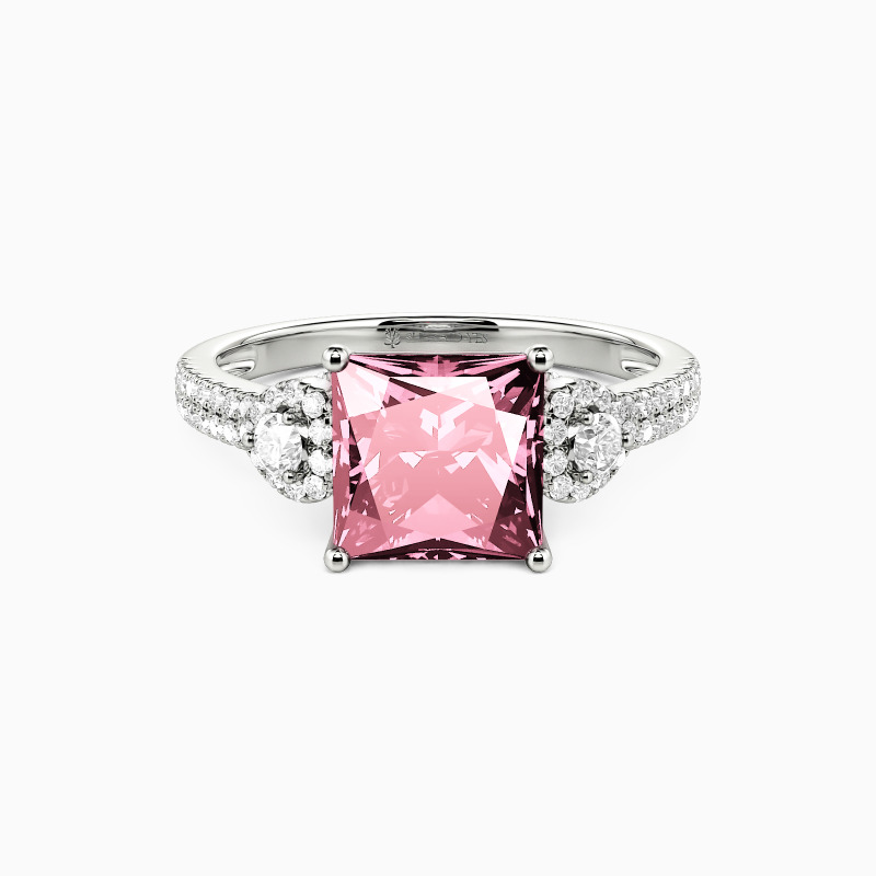 "Guardian of My Heart" Princess  Cut Side Stone Engagement Ring