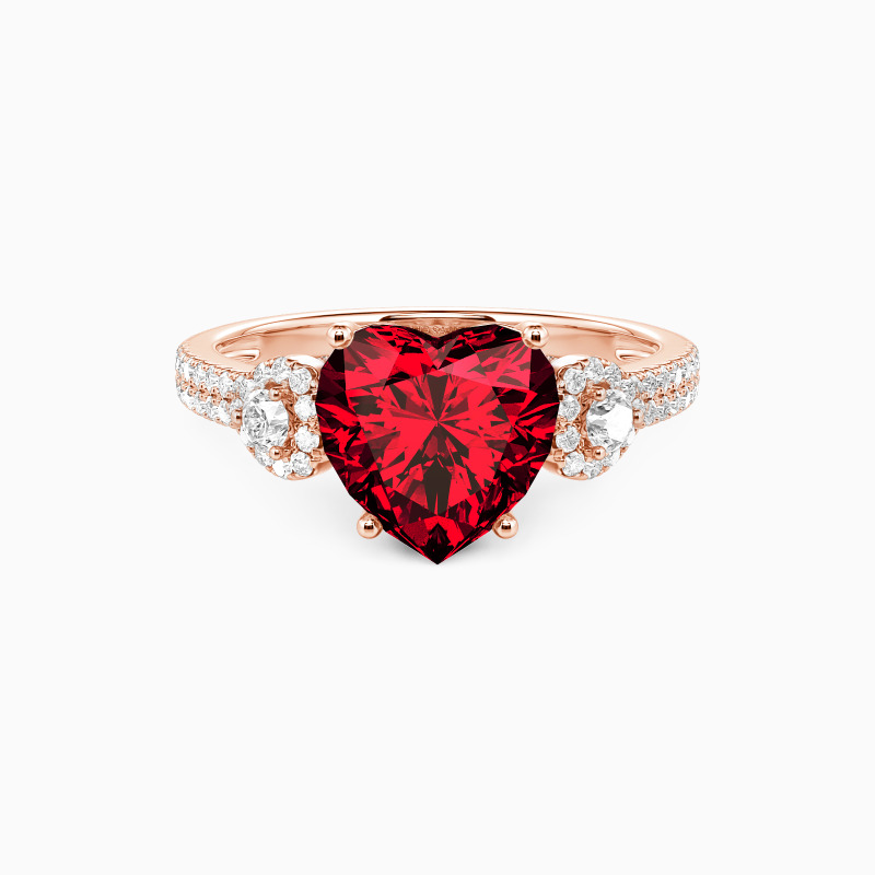 "Forever in Motion" Heart Cut Side Stone Engagement Ring