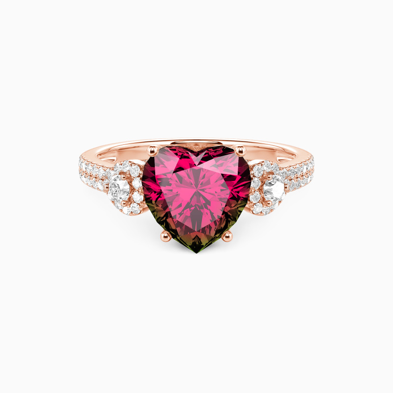 "Forever in Motion" Heart Cut Side Stone Engagement Ring
