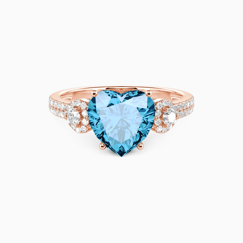 "Forever in Motion" Heart Cut Side Stone Engagement Ring
