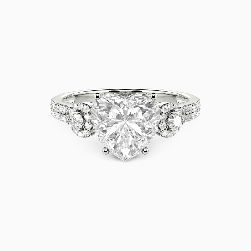 "Forever in Motion" Heart Cut Side Stone Engagement Ring
