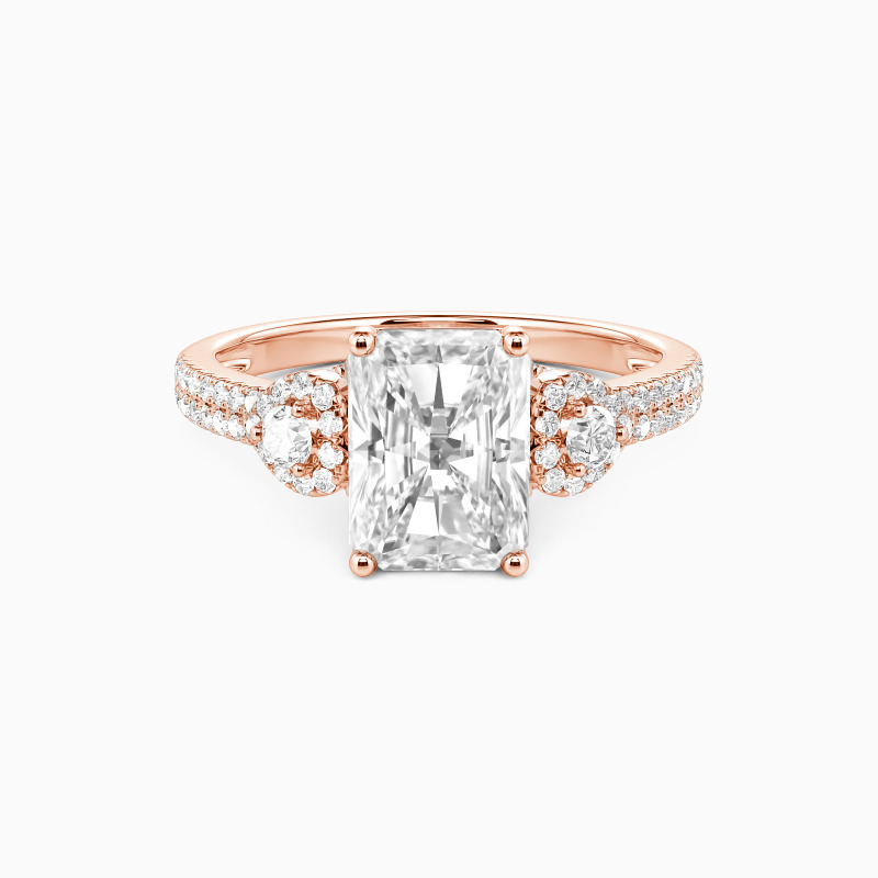 "My Radiant Oath" Radiant Cut Side Stone Engagement Ring