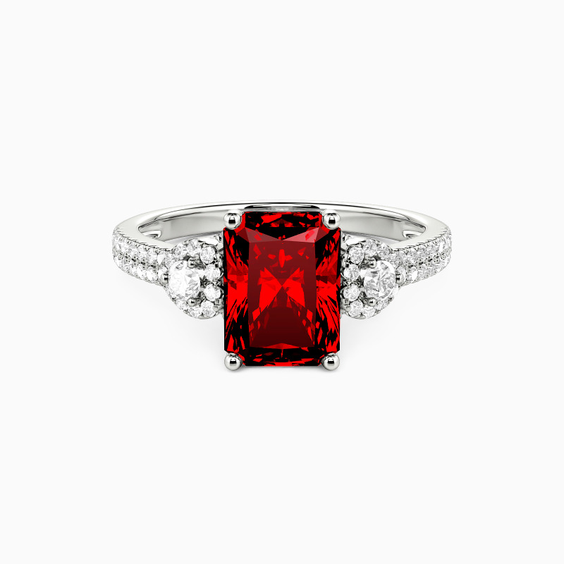 "My Radiant Oath" Radiant Cut Side Stone Engagement Ring