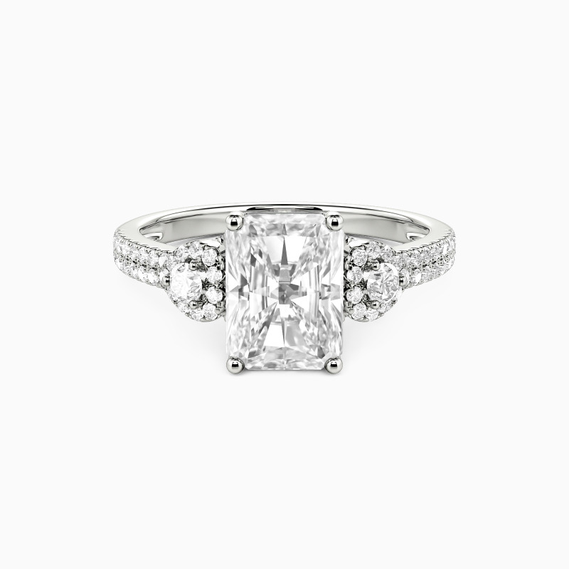 "My Radiant Oath" Radiant Cut Side Stone Engagement Ring