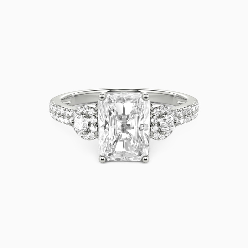 "My Radiant Oath" Radiant Cut Side Stone Engagement Ring