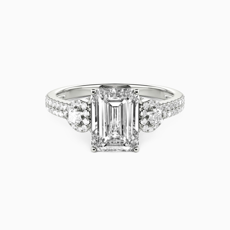 "Love's Elongation" Emerald Cut Side Stone Engagement Ring