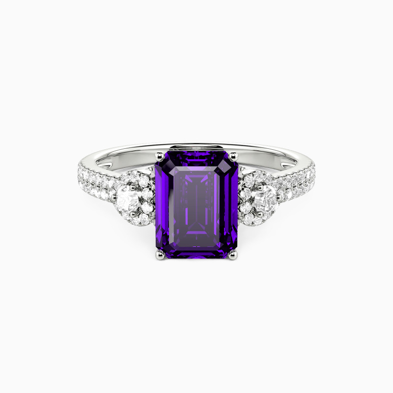 "Love's Elongation" Emerald Cut Side Stone Engagement Ring
