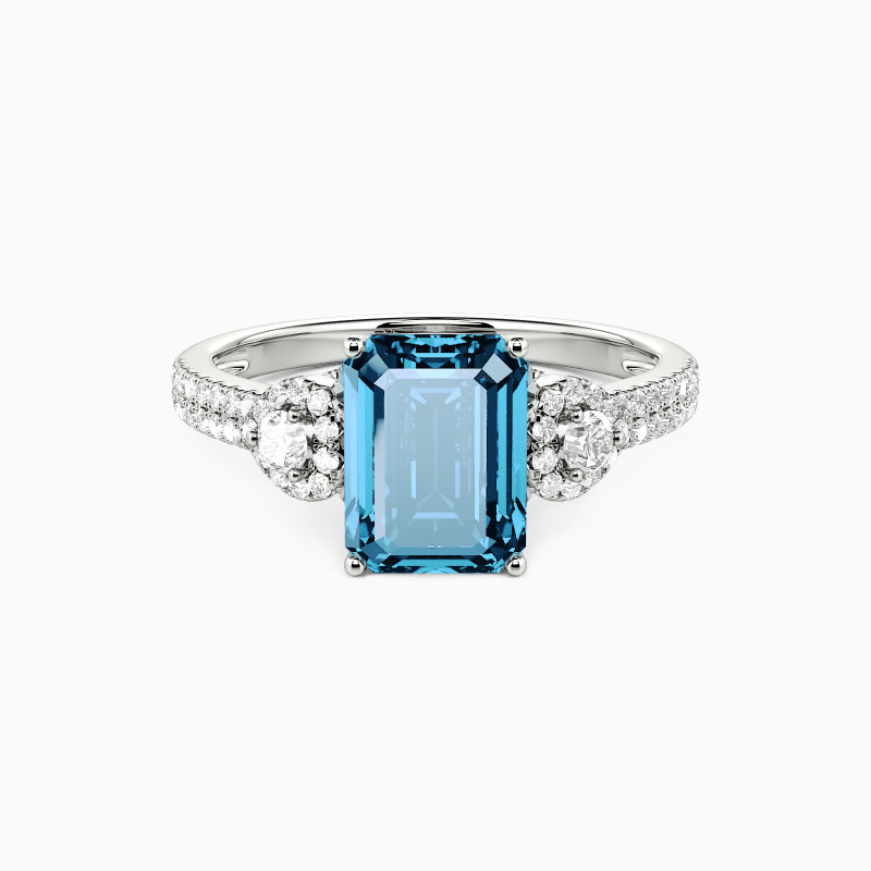 "Love's Elongation" Emerald Cut Side Stone Engagement Ring