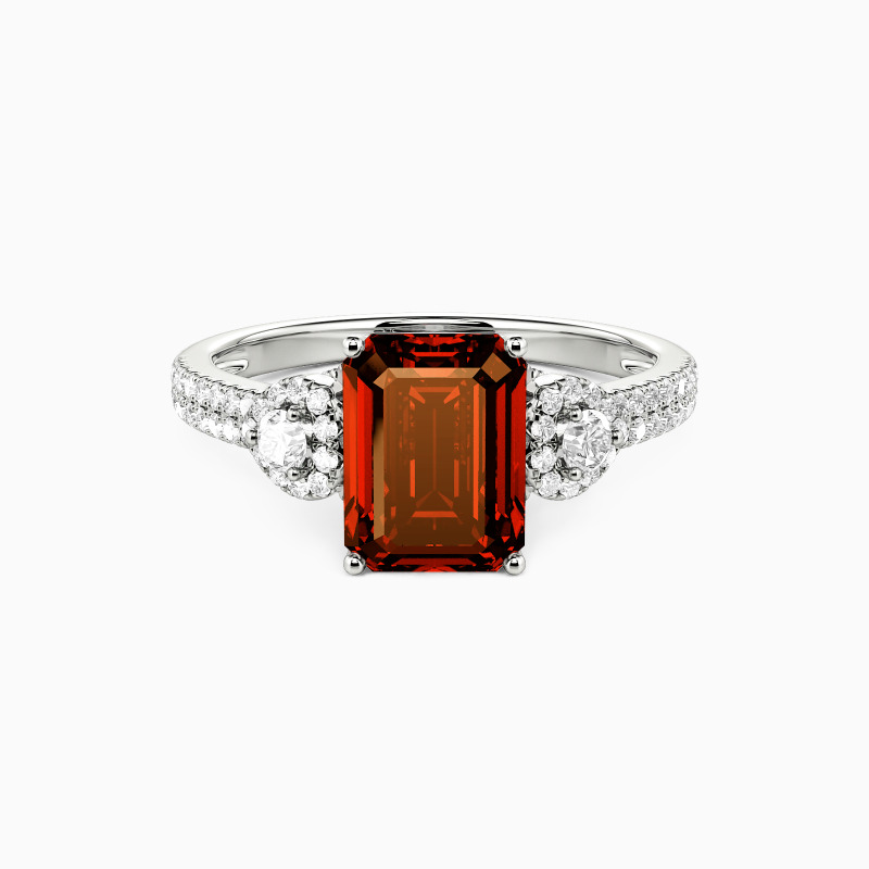 "Love's Elongation" Emerald Cut Side Stone Engagement Ring