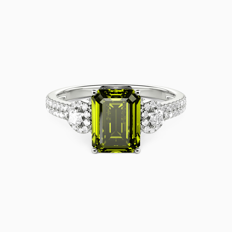 "Love's Elongation" Emerald Cut Side Stone Engagement Ring