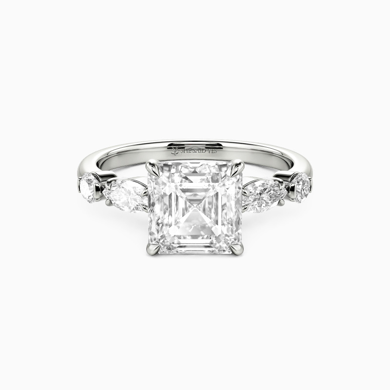 "Our Perfect Rhythm" Asscher Cut Side Stone Engagement Ring