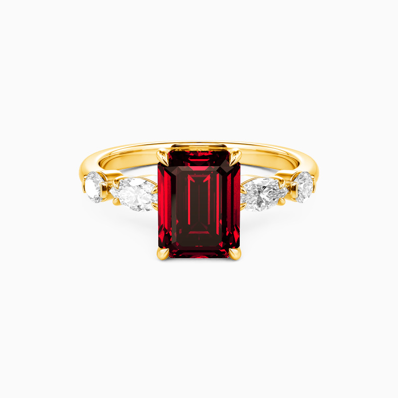 "Edge of Forever" Emerald Cut Side Stone Engagement Ring
