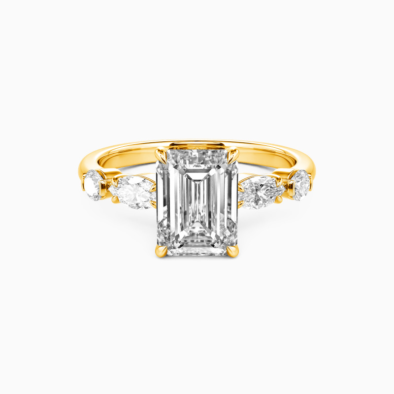 "Edge of Forever" Emerald Cut Side Stone Engagement Ring