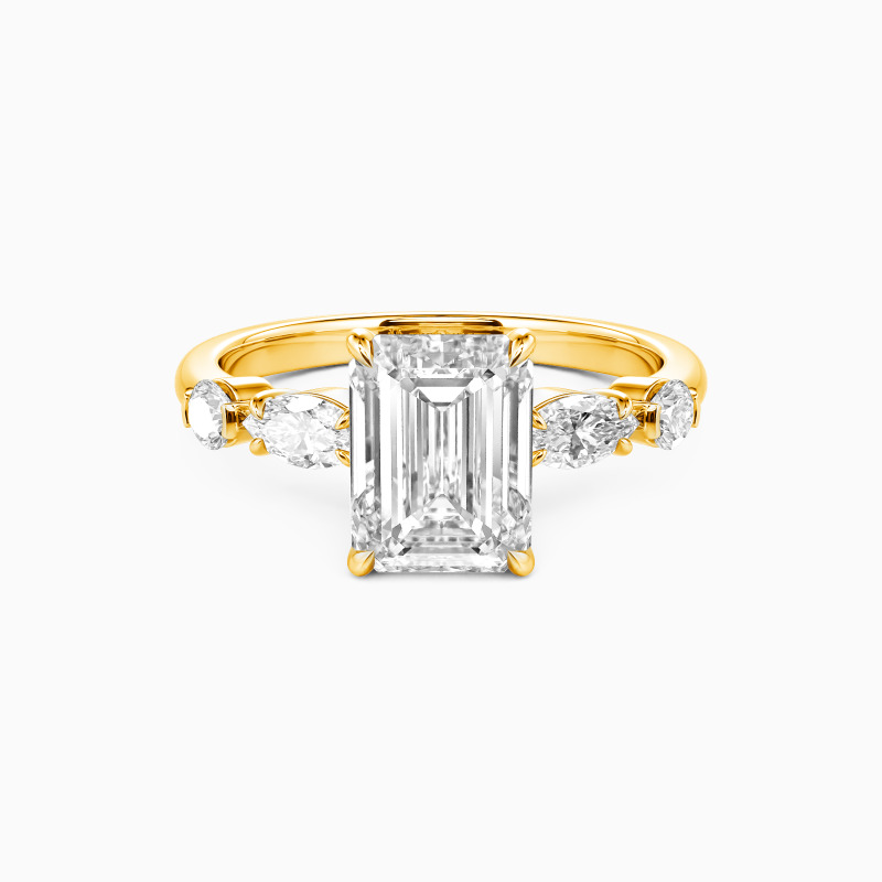 "Edge of Forever" Emerald Cut Side Stone Engagement Ring