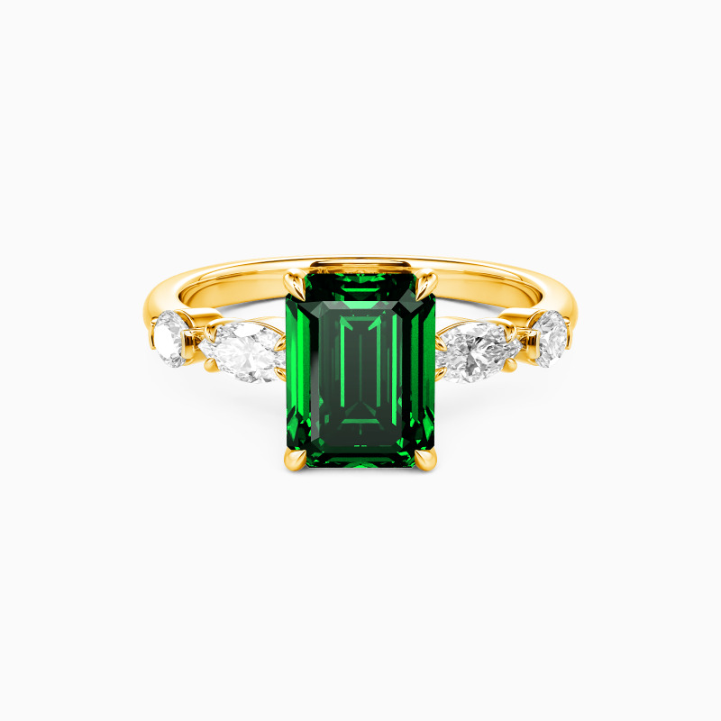 "Edge of Forever" Emerald Cut Side Stone Engagement Ring