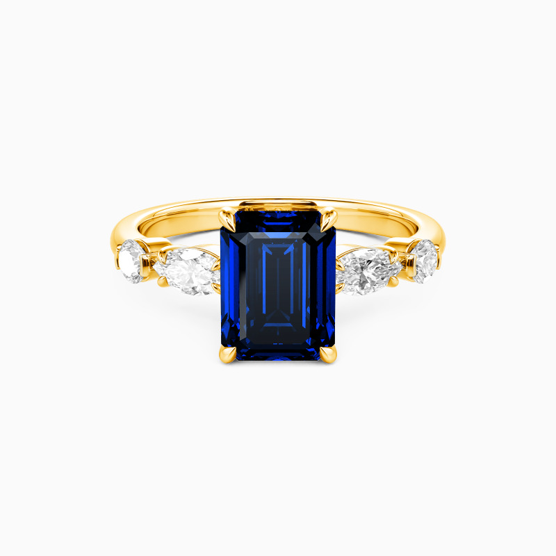 "Edge of Forever" Emerald Cut Side Stone Engagement Ring
