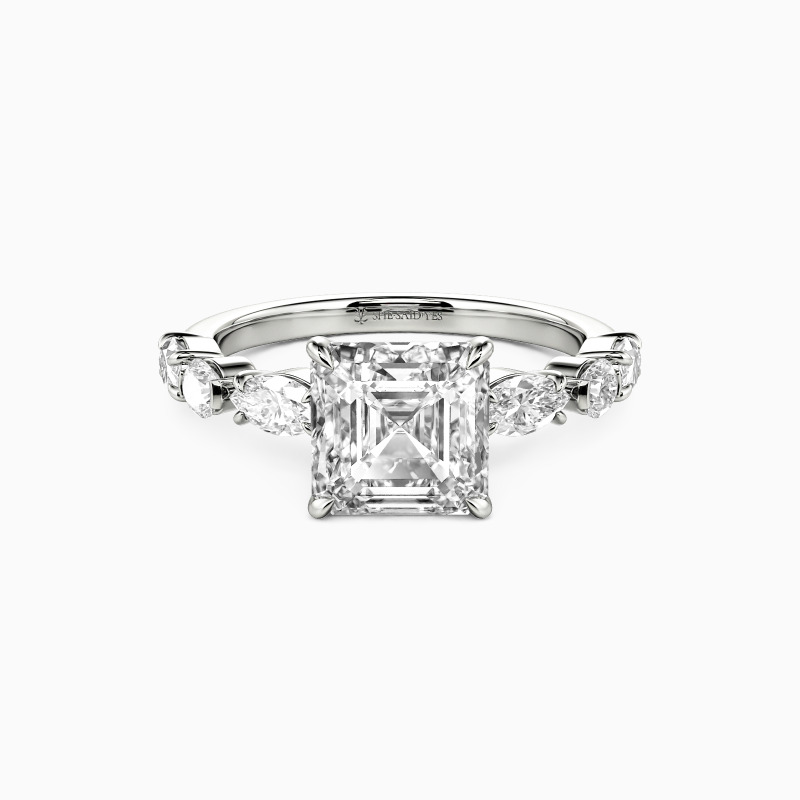 "The Subtle Promise" Asscher Cut Side Stone Engagement Ring