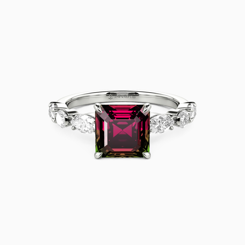 "The Subtle Promise" Asscher Cut Side Stone Engagement Ring