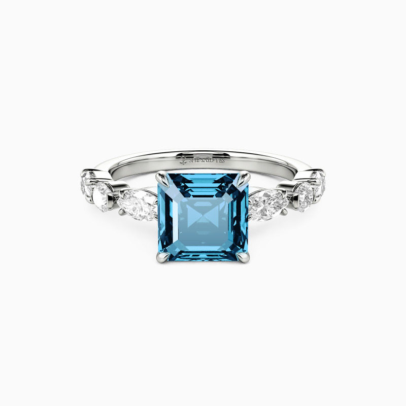 "The Subtle Promise" Asscher Cut Side Stone Engagement Ring