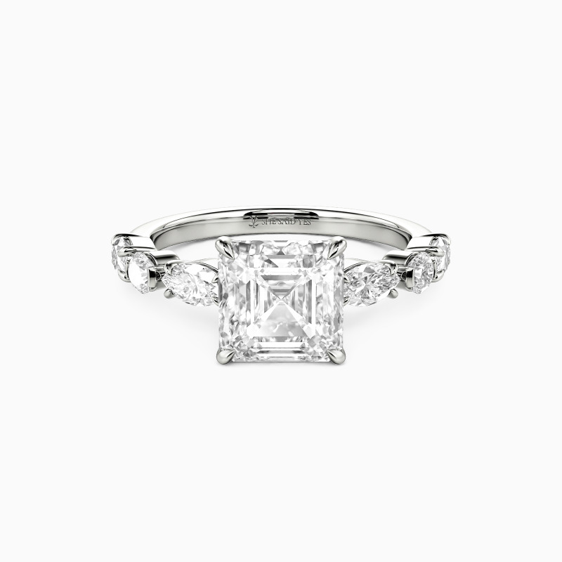 "The Subtle Promise" Asscher Cut Side Stone Engagement Ring